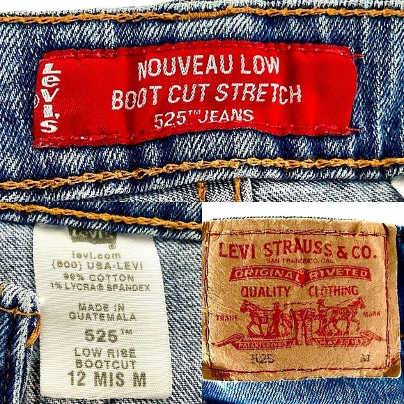Levi’s 525 Nouveau Bootcut Stretch Blue Denim Jeans Medium Wash Size 12 M - Picture 9 of 16